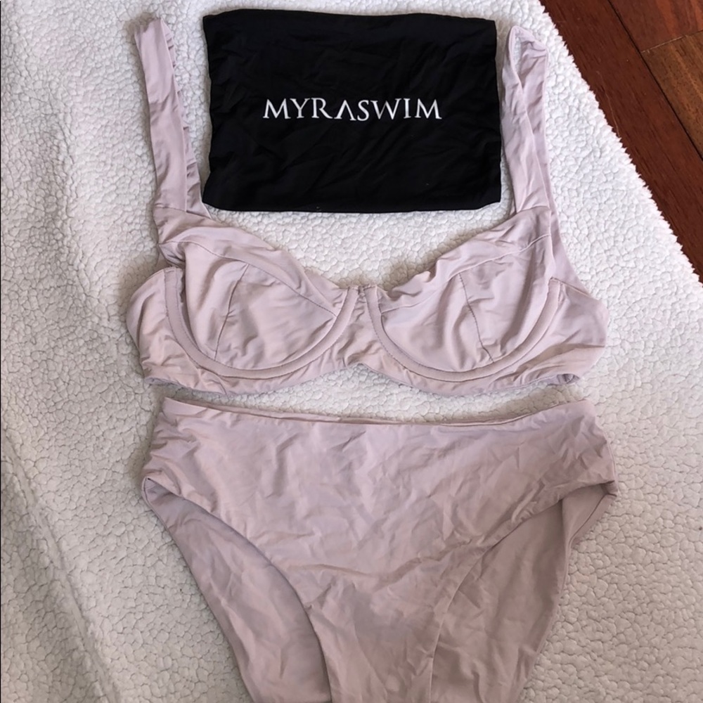 Myra swim lavender bathing suit set / Travel bag